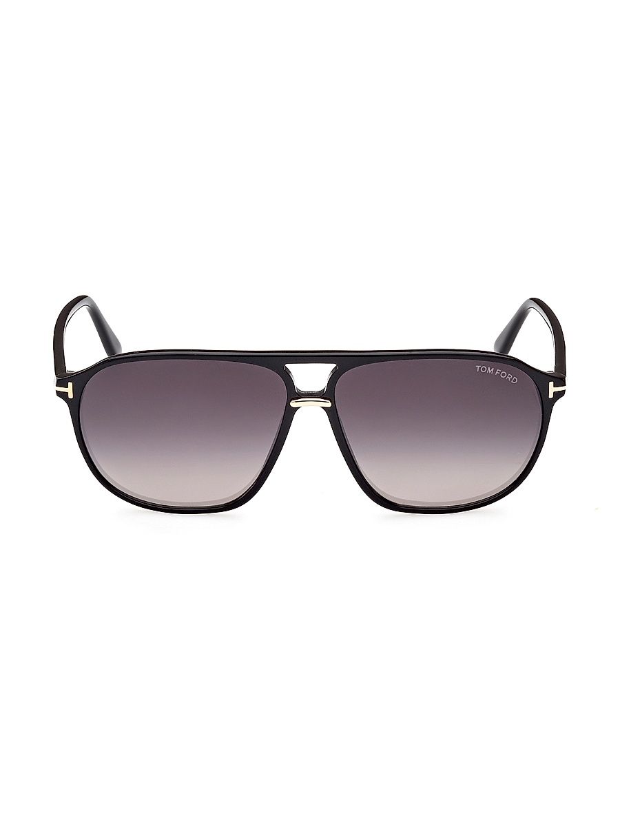 Men's Bruce 61MM Navigator Sunglasses - Black Smoke