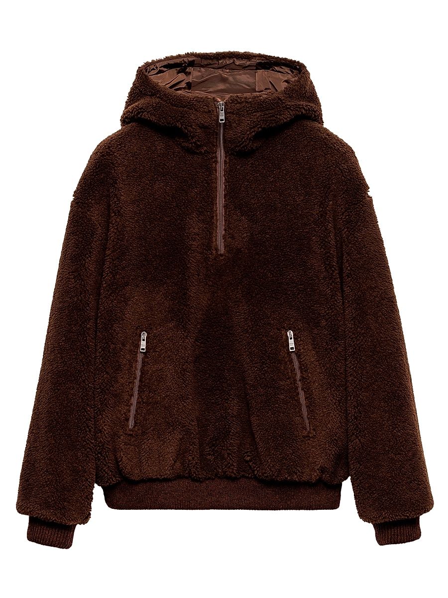 Men's Wool Blend Hoodie - Brown - Size XS