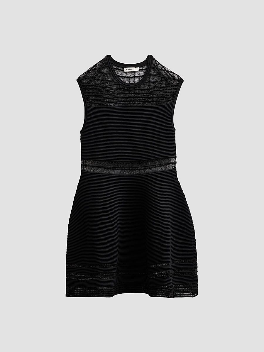 Women's Esri Mesh Knit Mini Dress - Black - Size XL