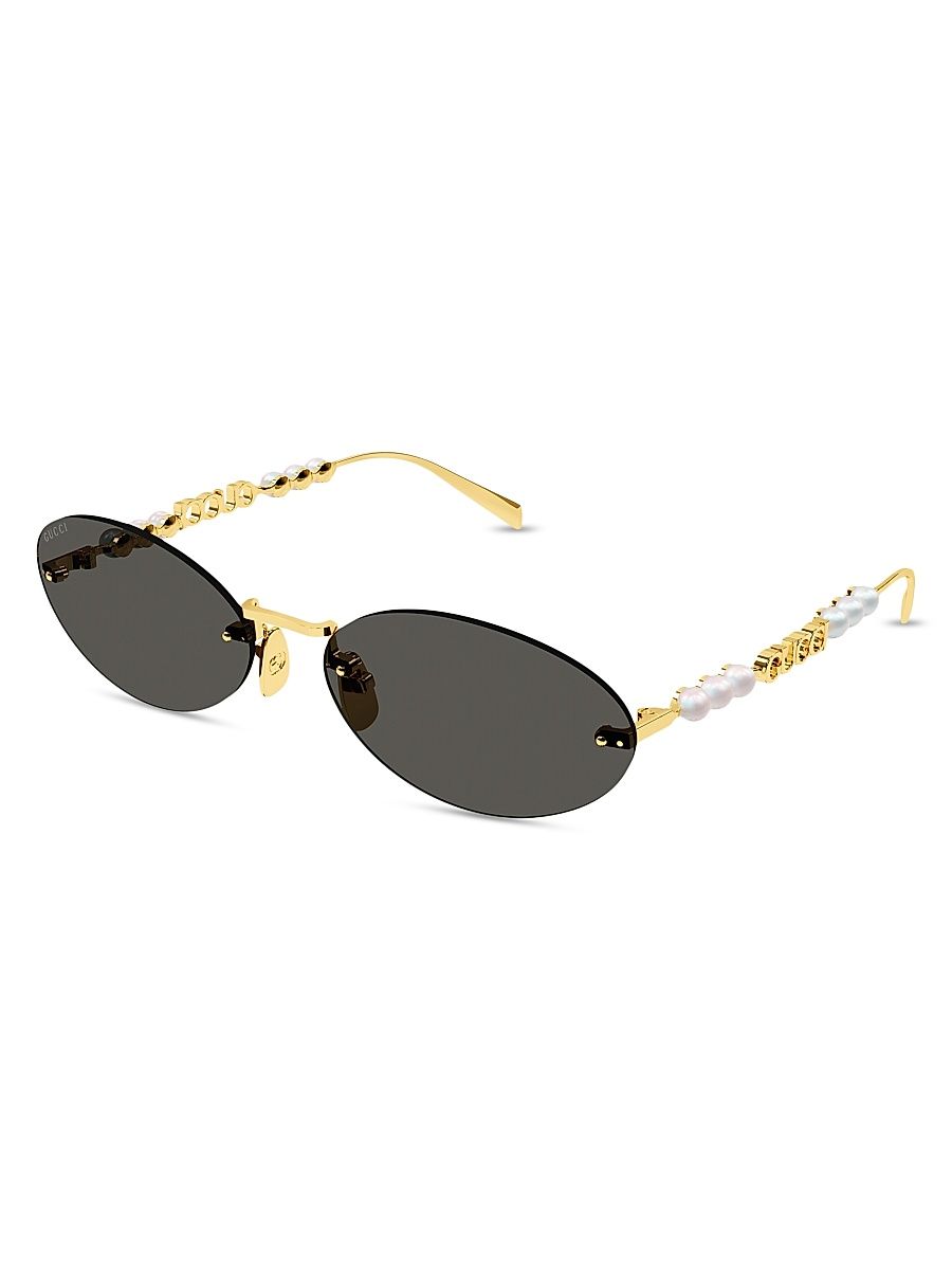 Women's Fashion Show 62MM Oval Sunglasses - Gold White Black