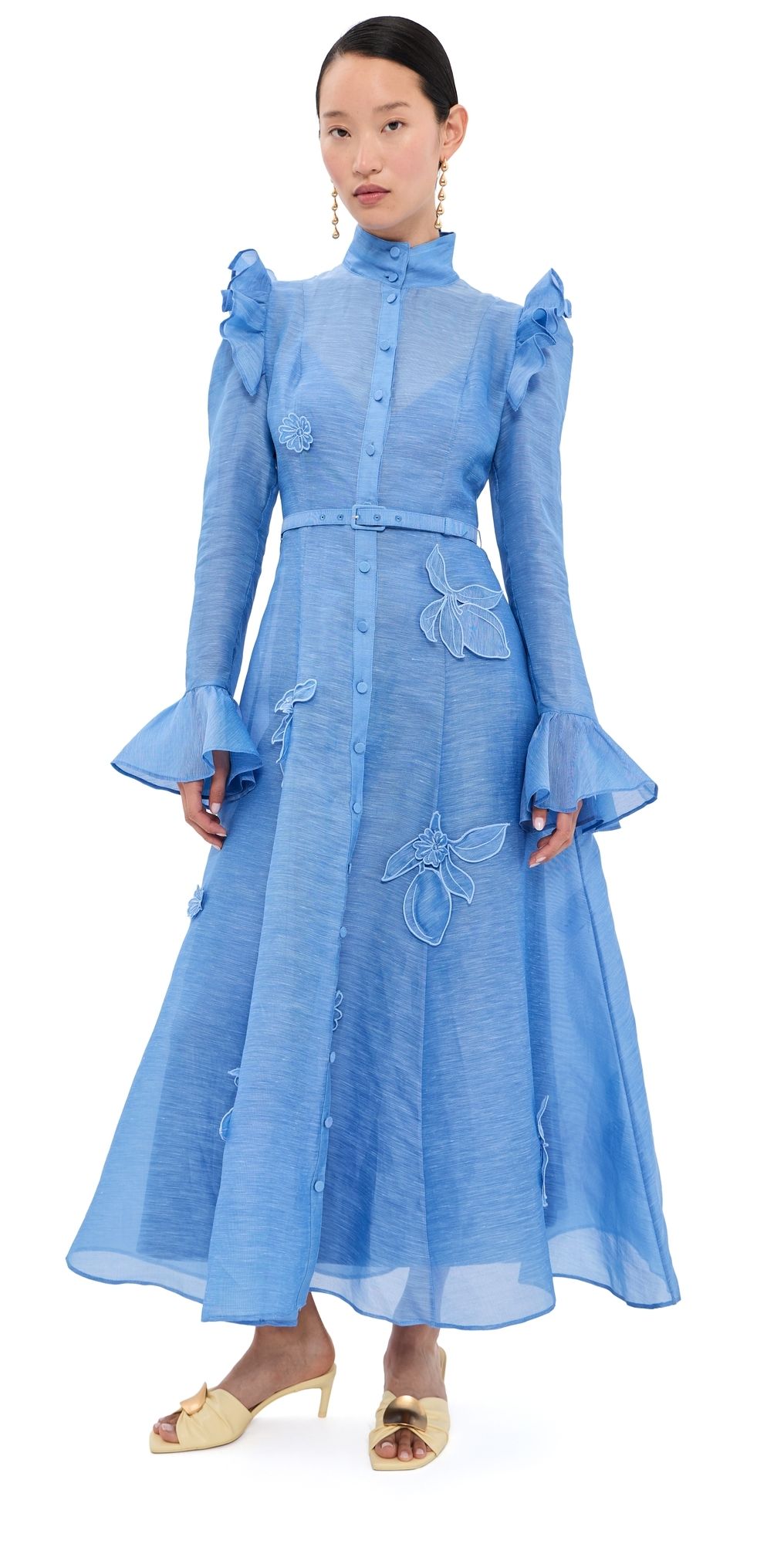 Leo Lin Katrina Applique Butterfly Sleeve Dress Azure 14