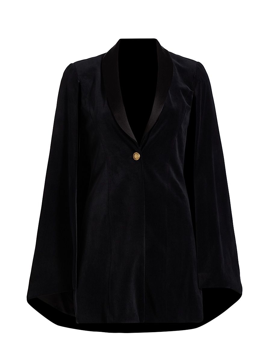 Women's Esther Velvet Blazer-Style Cape - Black - Size 4