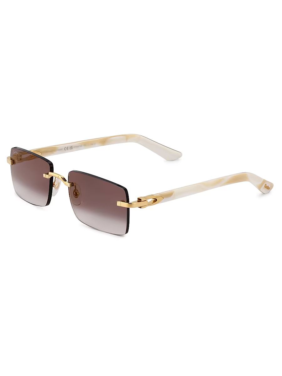 Men's 55MM Square Rimless Sunglasses - Gold