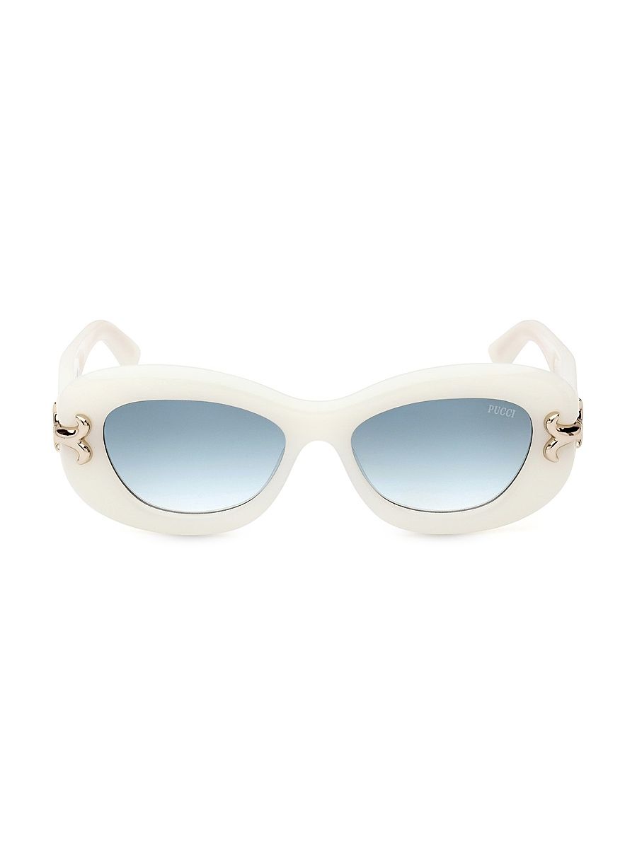 Women's 52MM Geometric Sunglasses - White