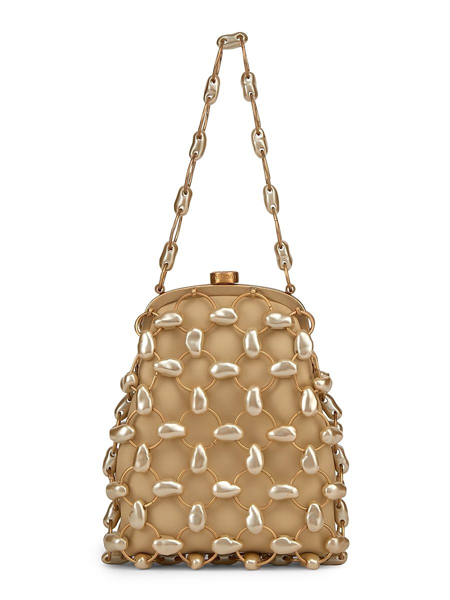 Women's Brielle Imitation Pearl-Embellished Leather Wristlet - Champagne Pearl