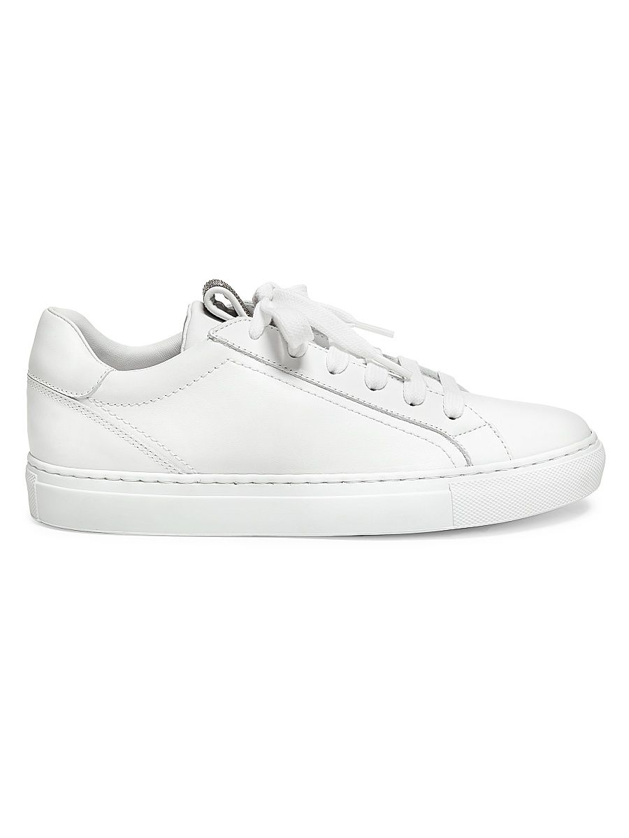 Women's Leather Low-Top Sneakers - White - Size 10.5