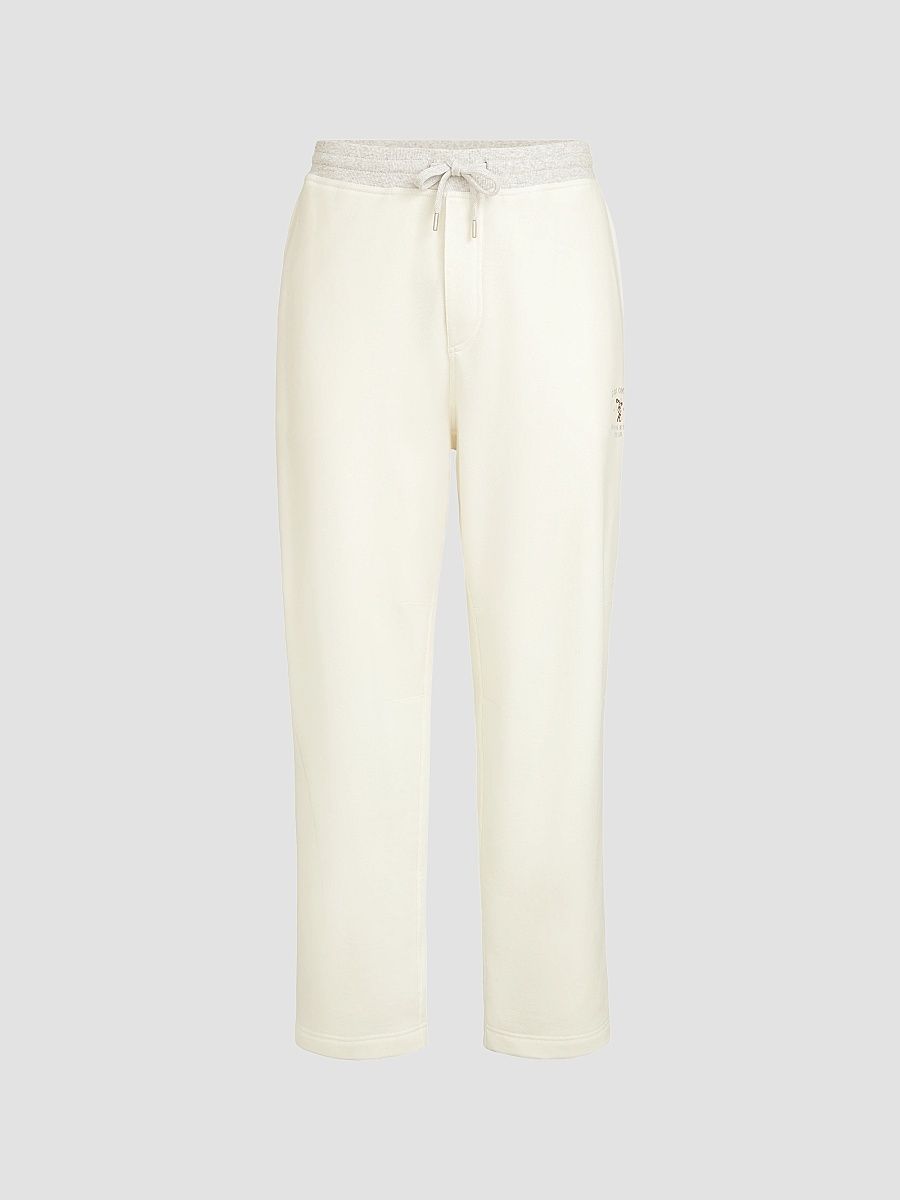 Men's Cotton French Terry Trousers with Embroidery - Off White - Size XXXXL