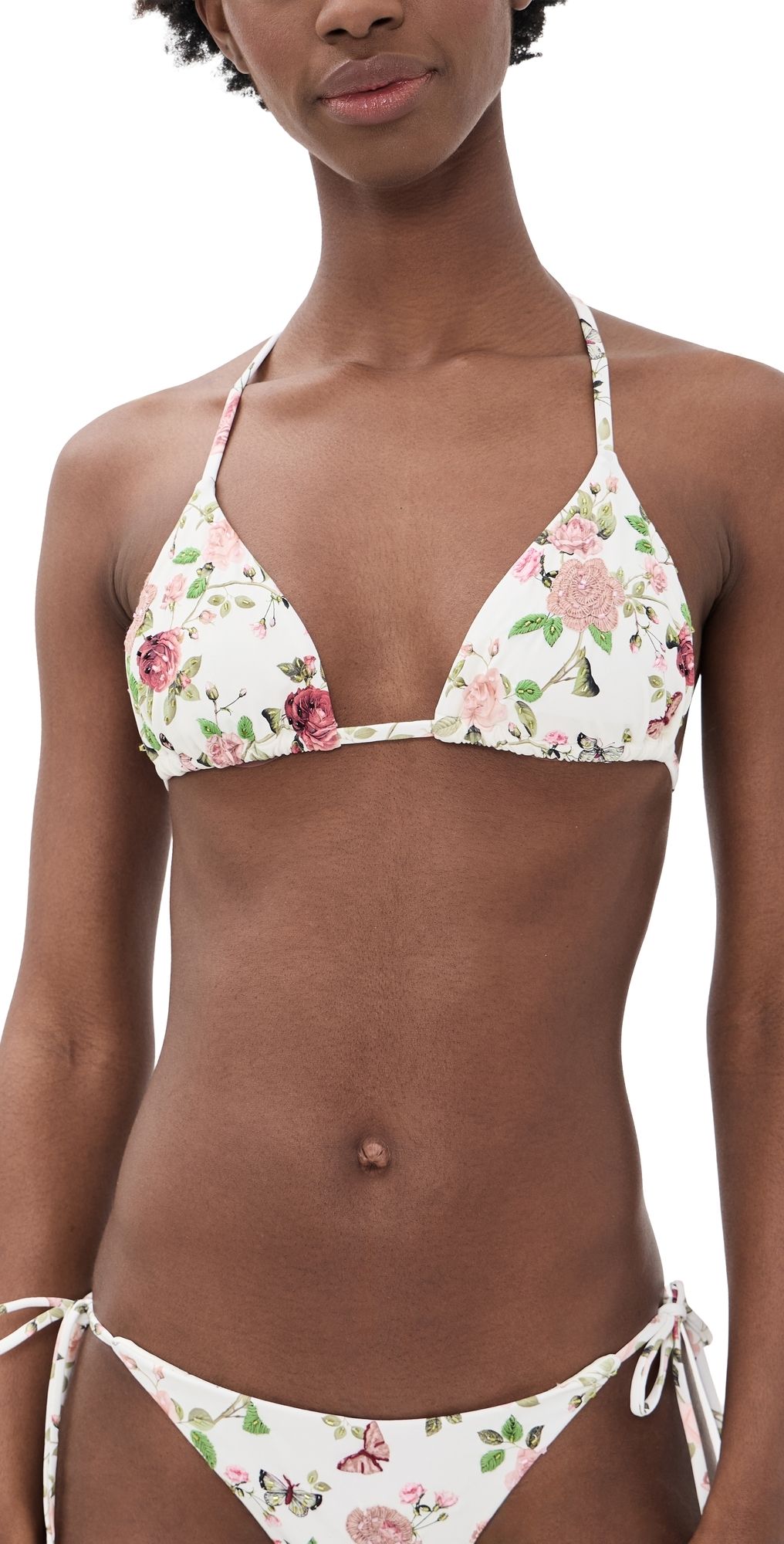 PQ Swim PQ Swim x ALICE + OLIVIA Embroidered Triangle English Rose S