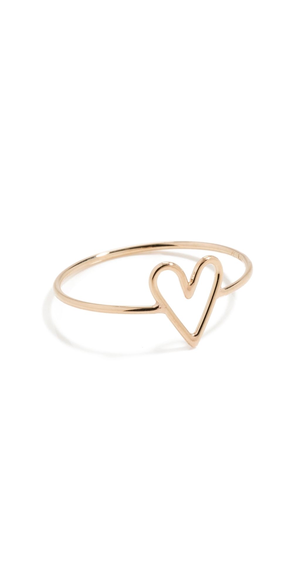 Zoe Chicco 14k Gold Tiny Open Heart Vertical Ring 14k Yellow Gold 6.5