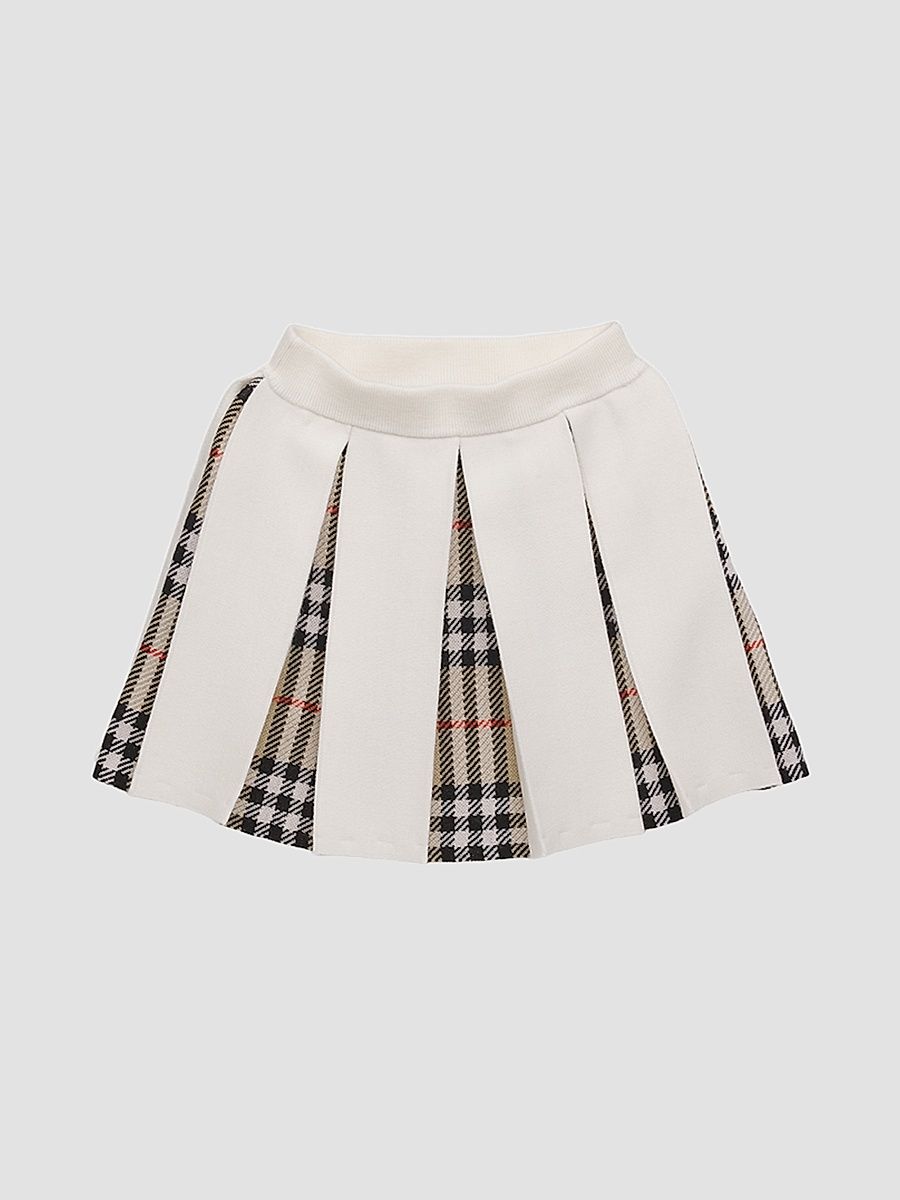 Baby Girl's & Girl's Wool Check Pleated Skirt - Ivory - Size 3