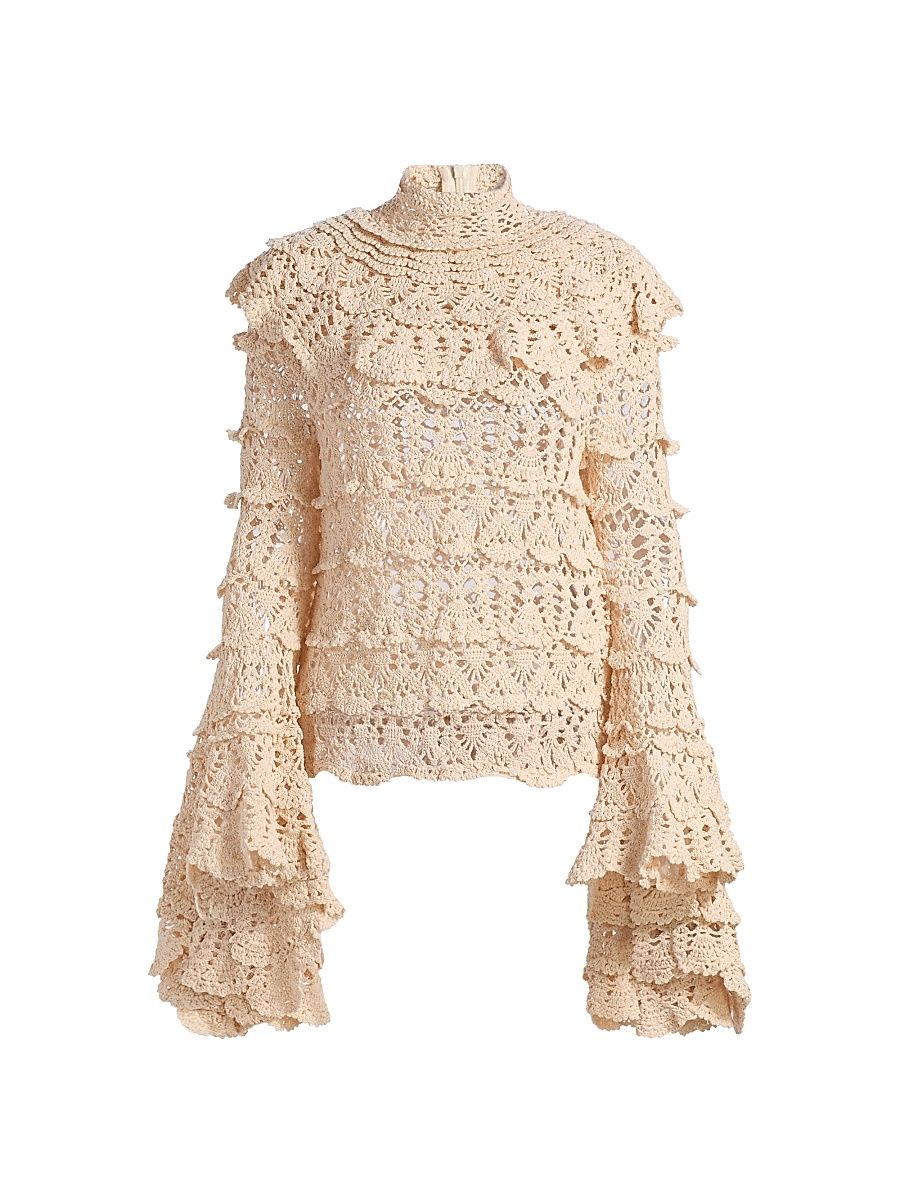 Women's Hypnotic Hand Crochet Sweater - Chalk - Size 10
