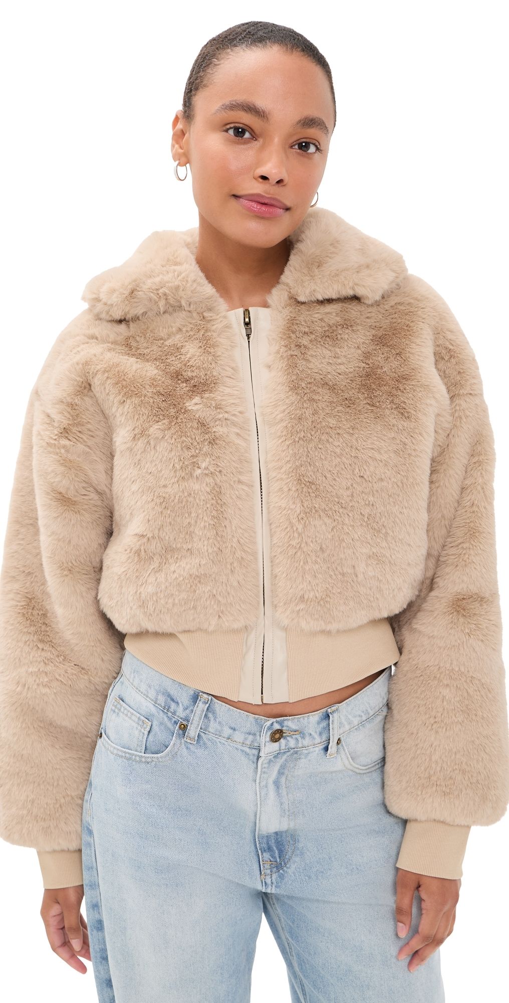Lioness Drita Faux Fur Jacket Sand M