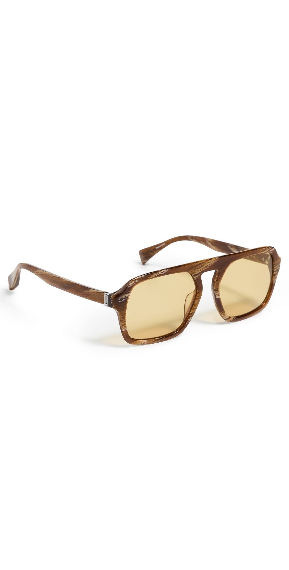 rag & bone Aviator Acetate Sunglasses Shiny Amber Brown Horn One Size