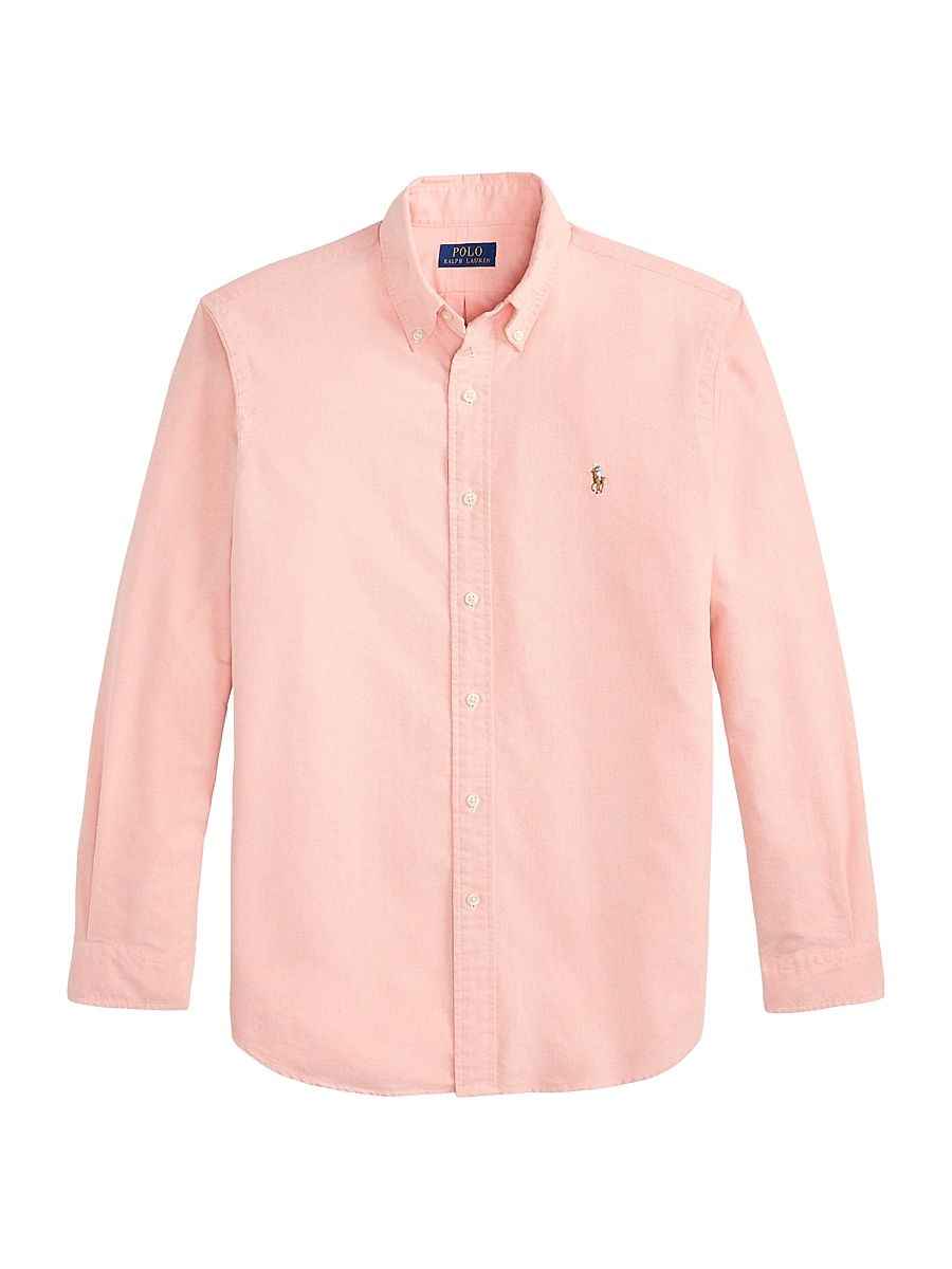 Men's Cotton Oxford Sport Shirt - Peach - Size XXL