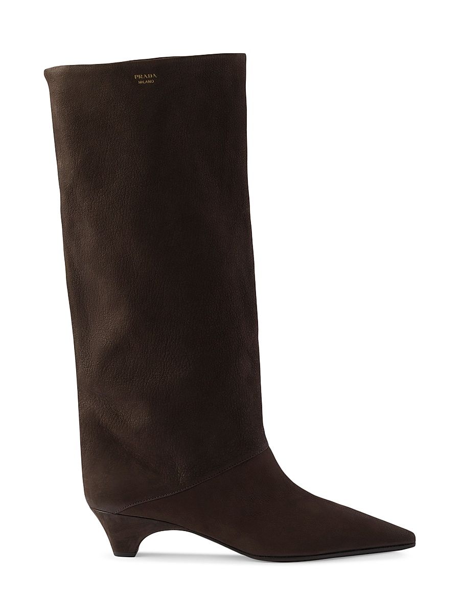 Women's Leather Knee High Boots - Brown - Size 11