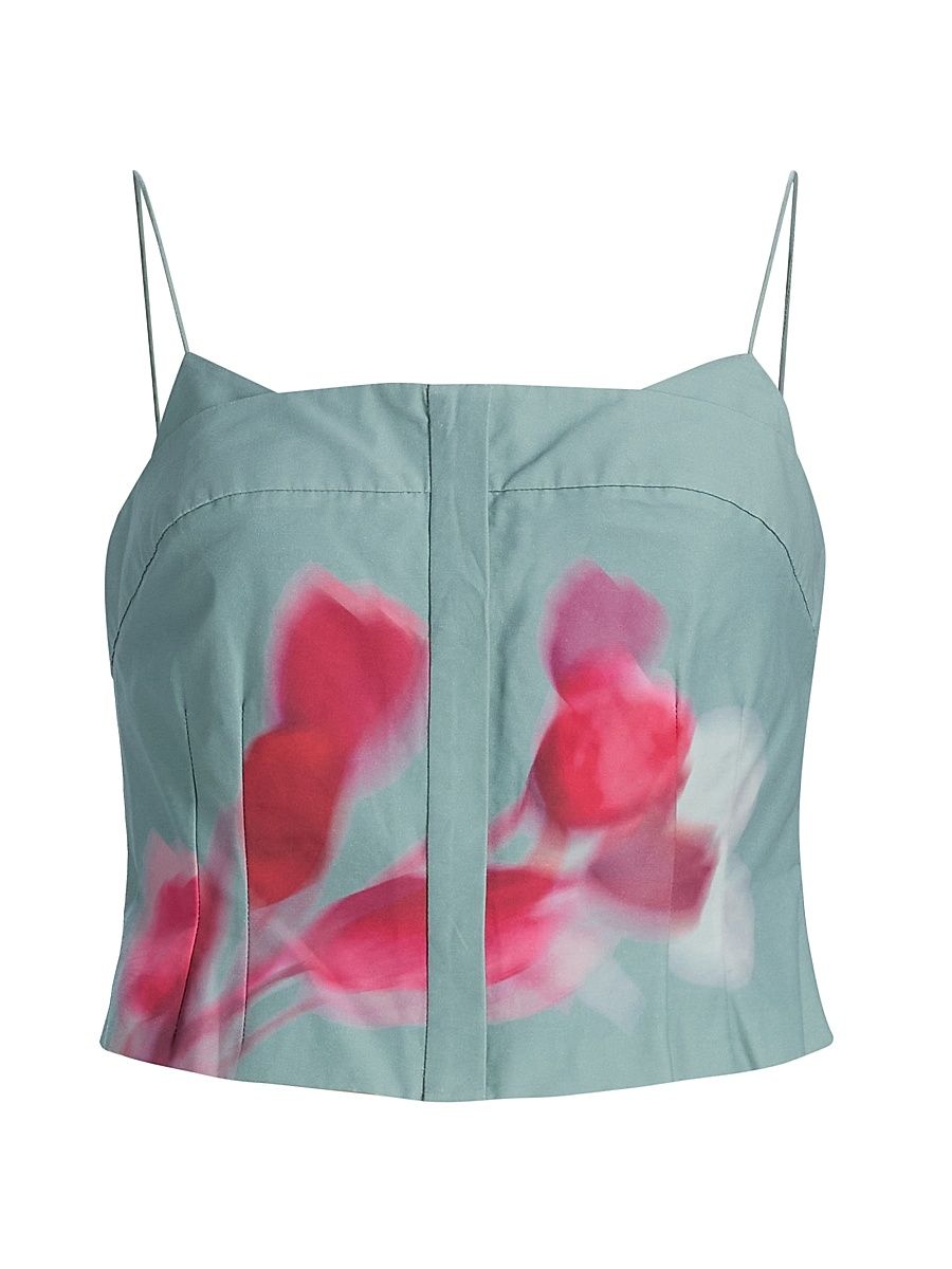 Women's Kali Floral Cotton-Blend Top - Cumulus Tulip - Size 12