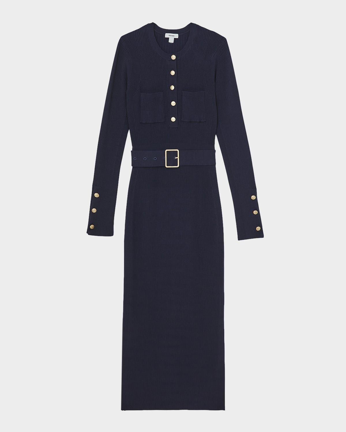 Belted Knit Midi Dress