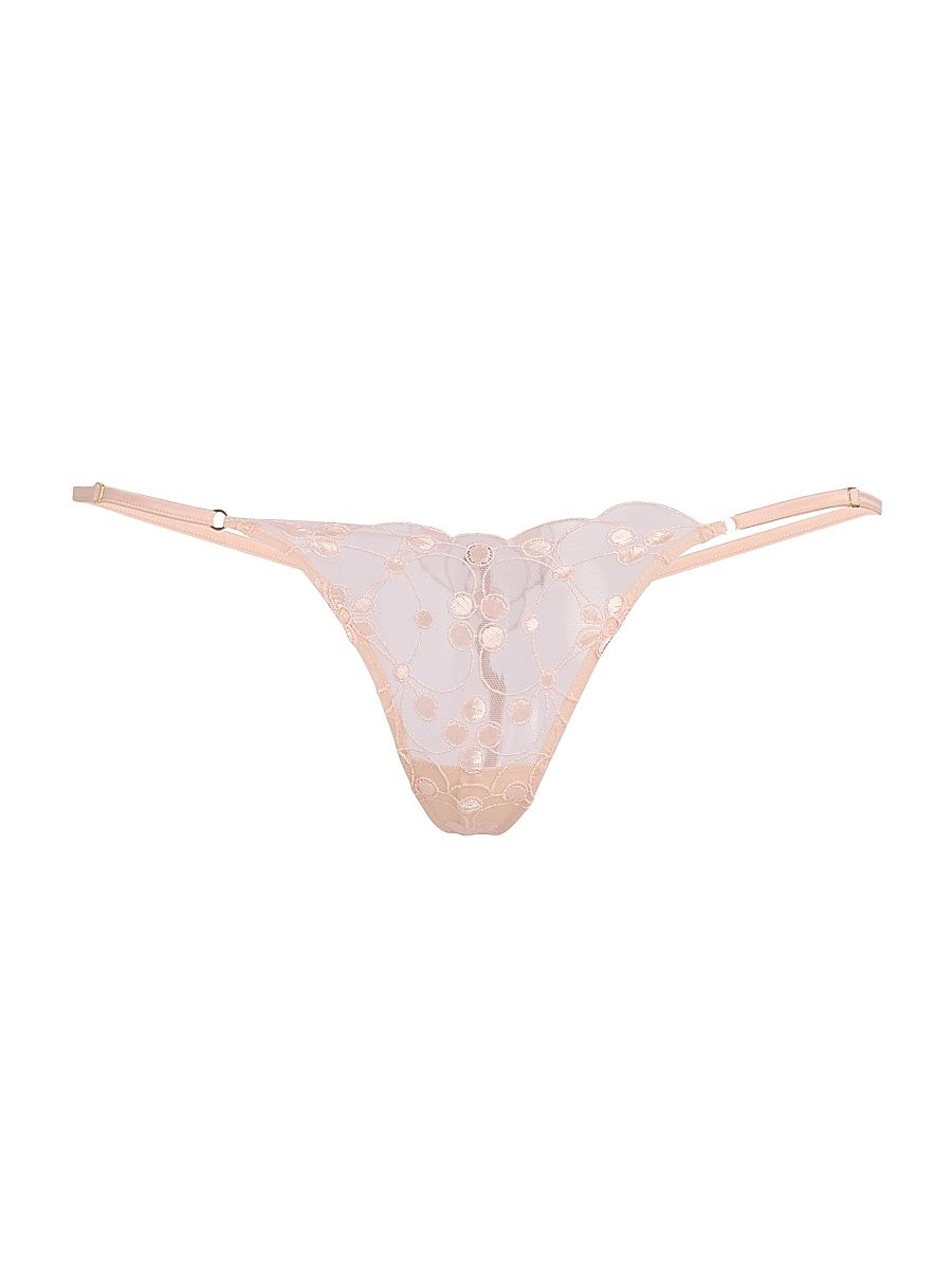 Women's Embroidered G-String Thong - Blush - Size Large