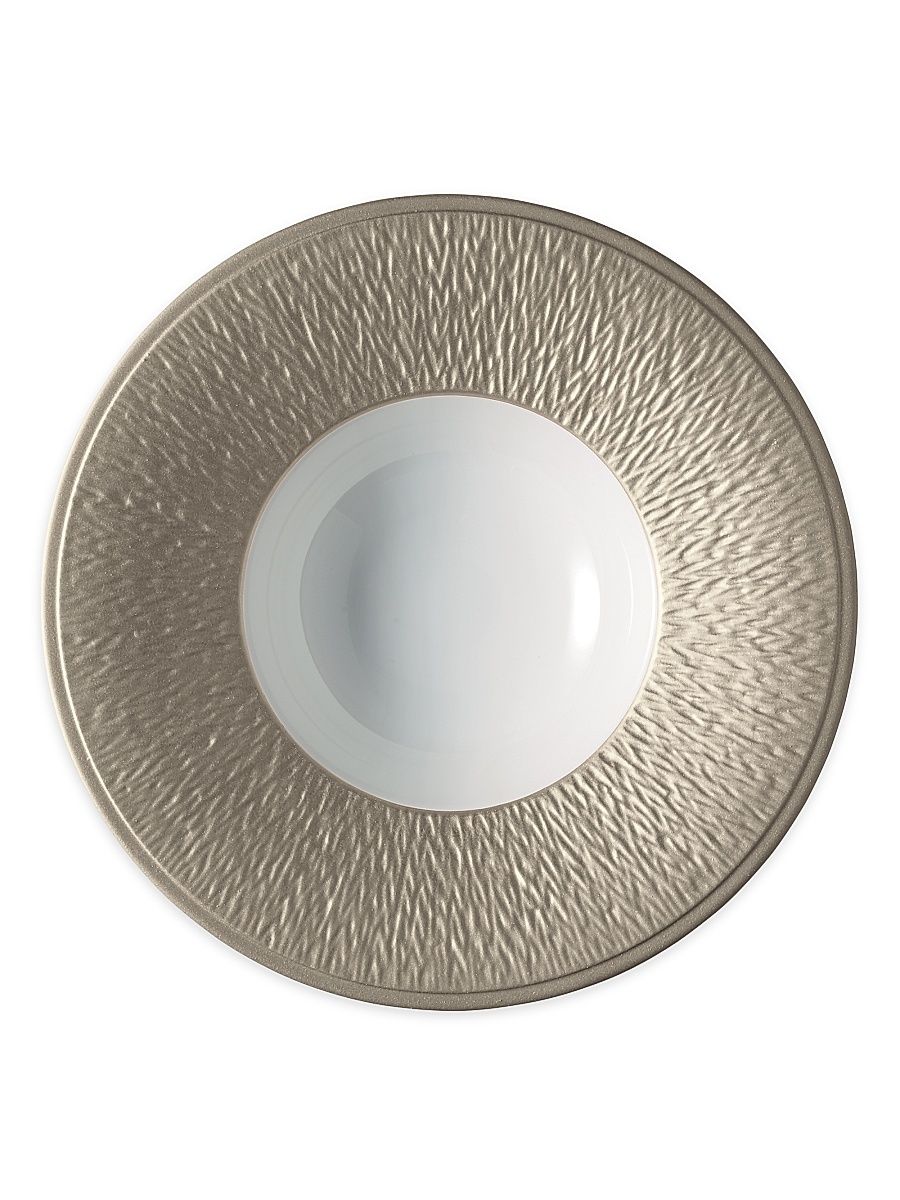 Minéral Irisé Rimmed Soup Plate - Warm Grey