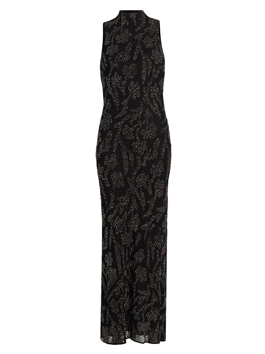 Women's Sylven Beaded Silk Georgette Maxi Dress - Black - Size 16