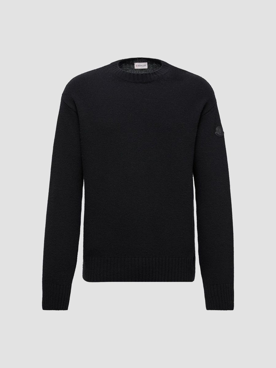 Moncler Men's Crew Neck Sweater in Wool & Cashmere - Black - Size XXL