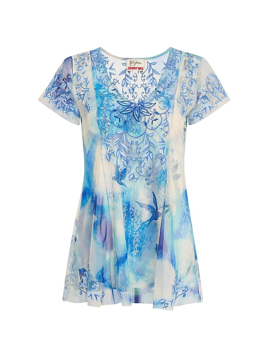 Women's Lisette Embroidered Mesh Blouse - Size XL