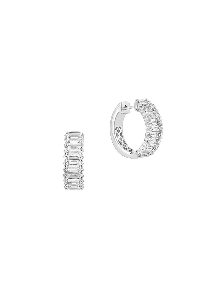 Women's 14K White Gold & 1.99 TCW Lab-Grown Diamond Huggie Earrings - White Gold
