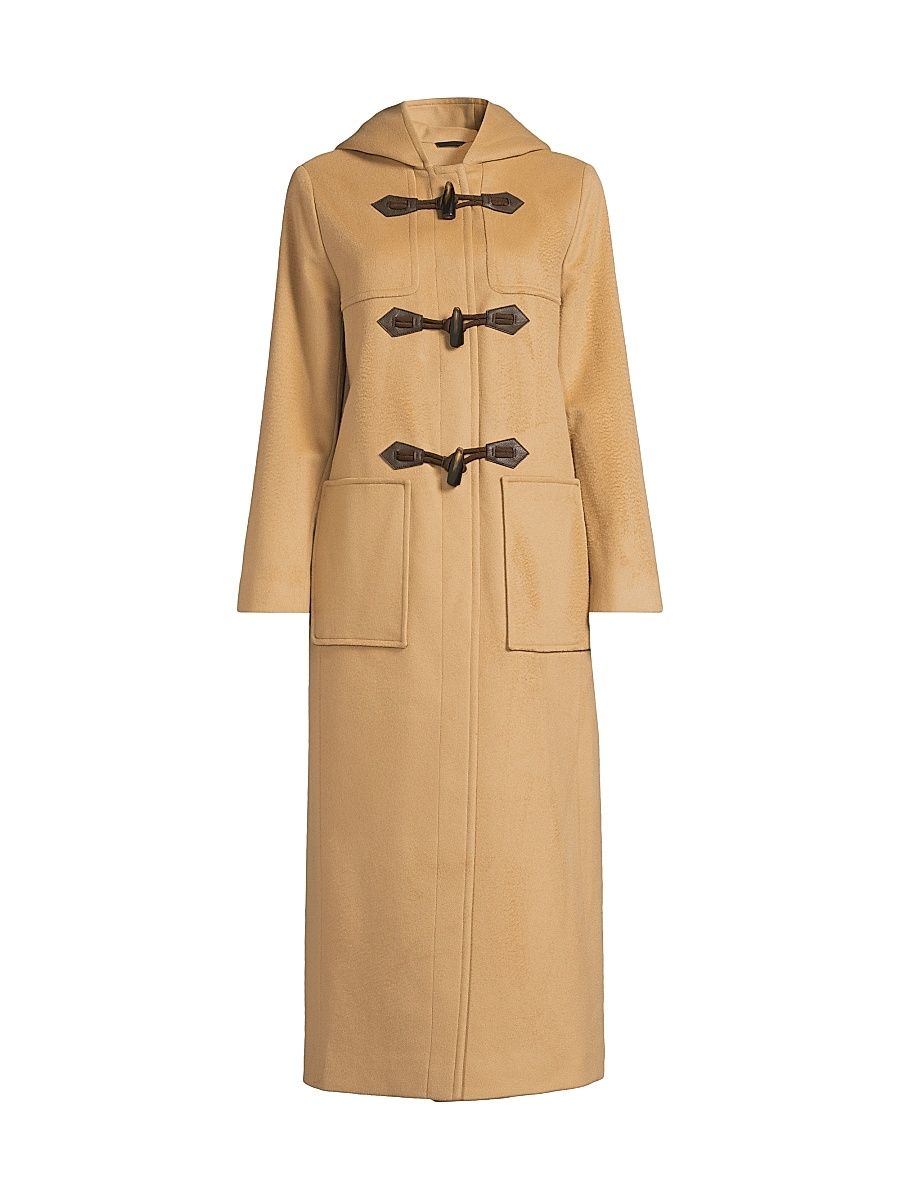 Women's Toggle-Closure Wool Trench Coat - Camel - Size 4
