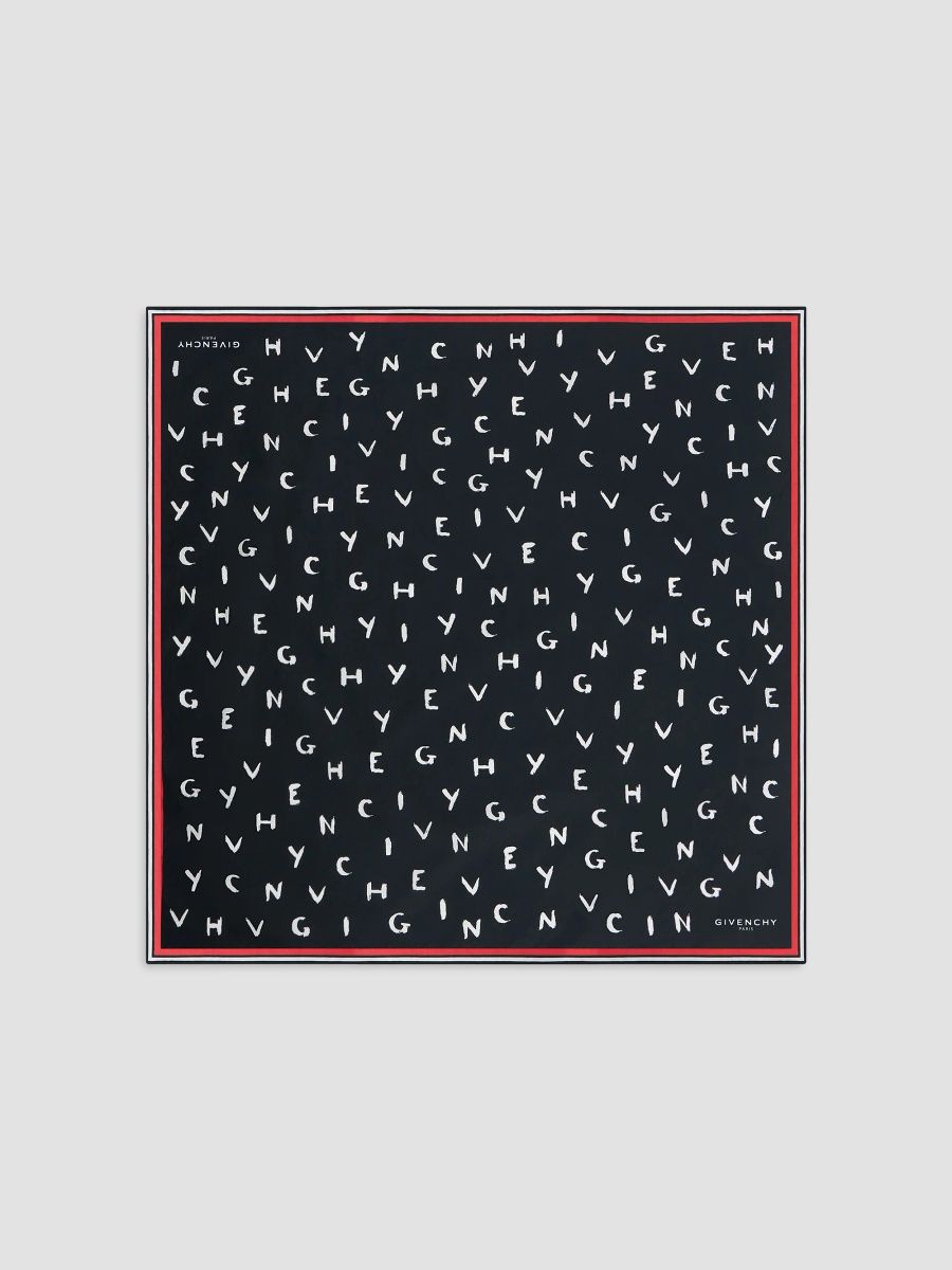 Givenchy Men's Brushed Small Square Scarf in Cotton - Black