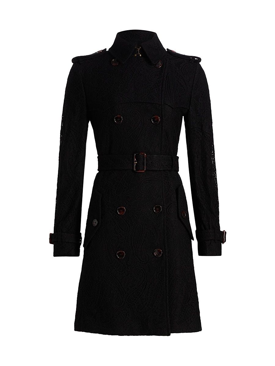 Women's Foxfield Paisley Lace Trench Coat - Black - Size 12