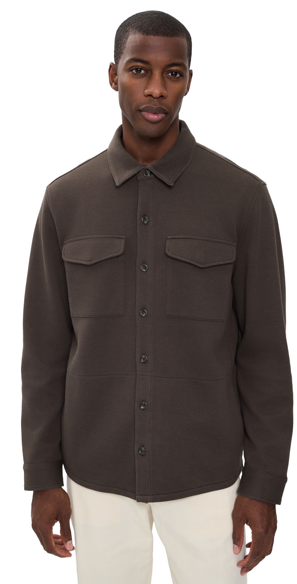 Vince Double-Knit Shirt Jacket Midland/Med H Grey M