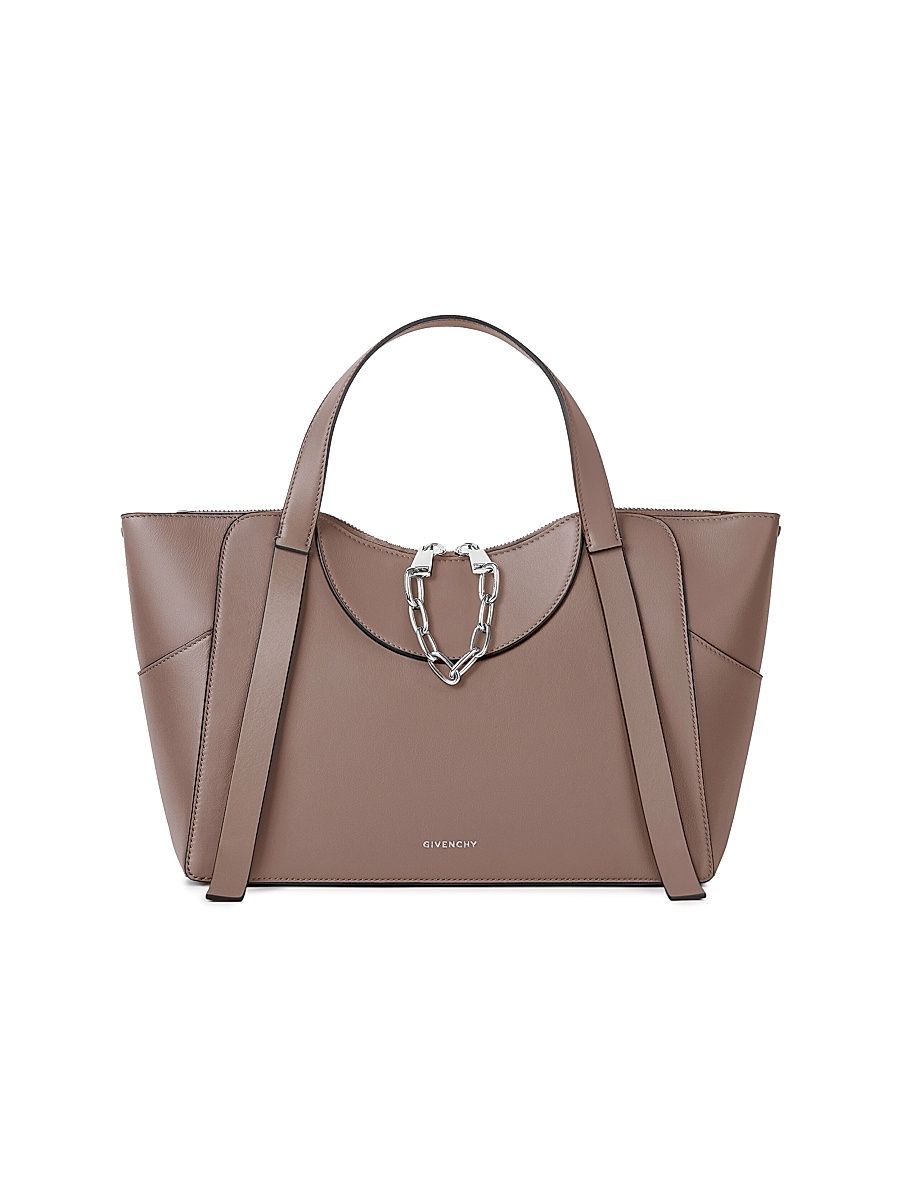 Women's Medium The Snatch Top Handle Bag in Grained Leather - Taupe