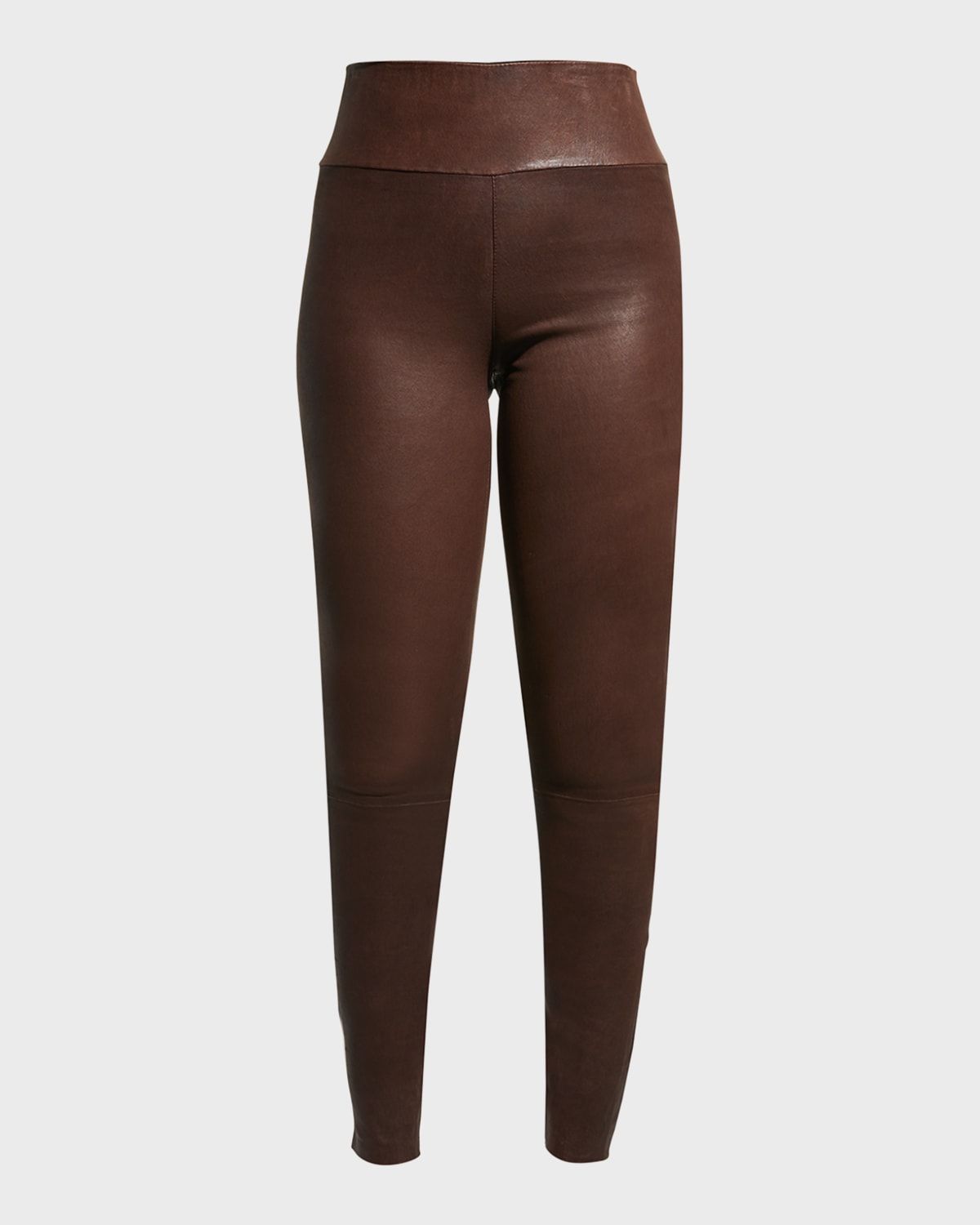 High-Waist Leather Ankle Leggings