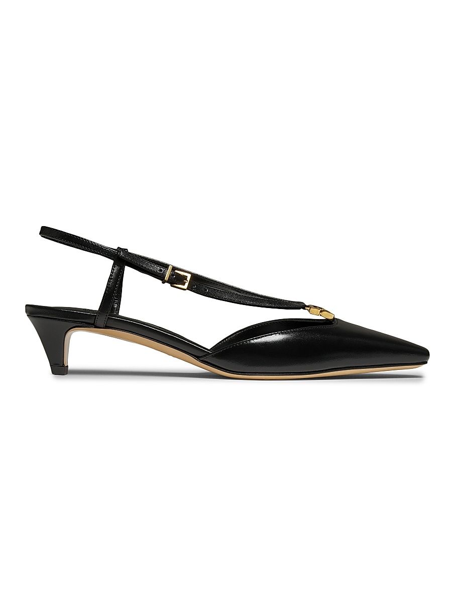 Women's Fold 35MM Leather Slingback Pumps - Black - Size 11
