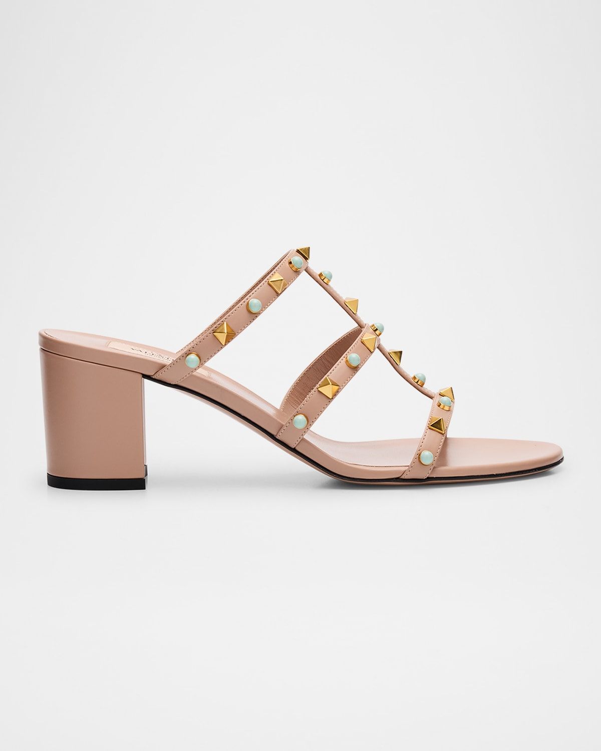 Rockstud Leather Caged Mule Sandals