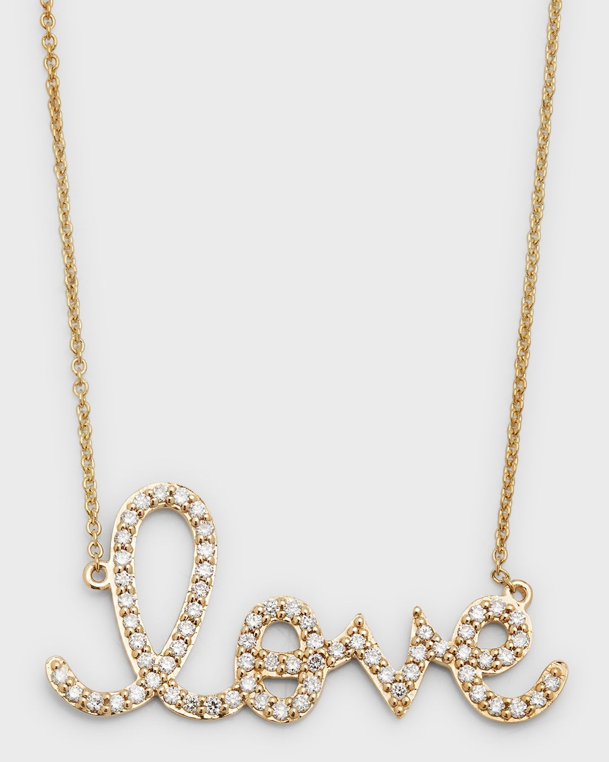Large 14k Yellow Gold & Diamond Love Necklace
