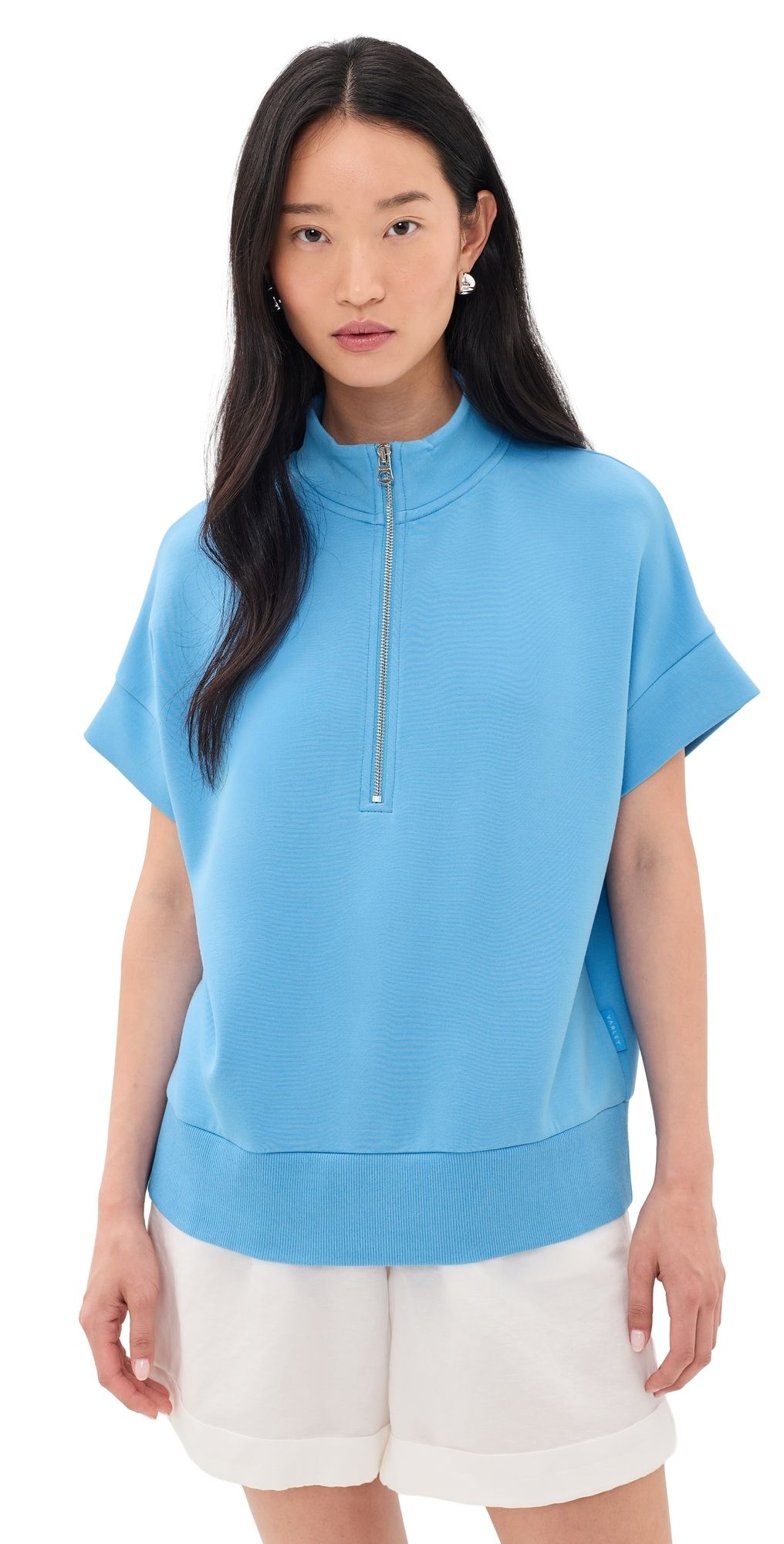 Varley Ritchie Short Sleeve Sweatshirt Azure Blue M