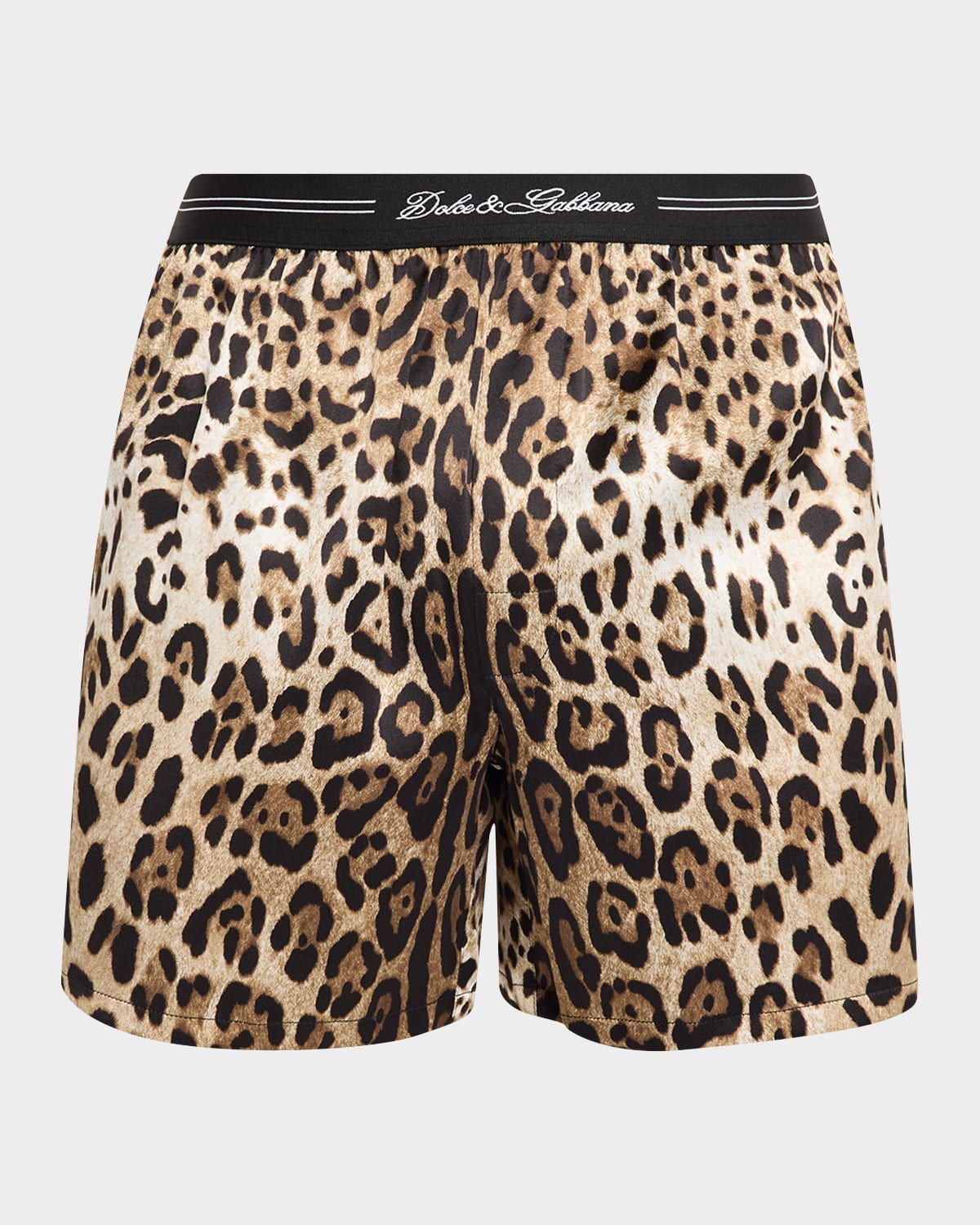 Men & apos;s Leopard-Print Silk Boxer Trunks
