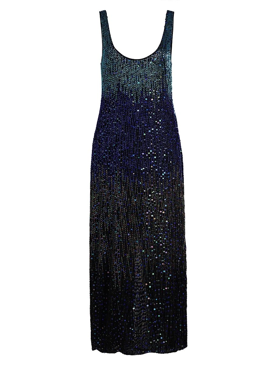 Women's Embellished Sleeveless Midi-Dress - Black Multi - Size 10