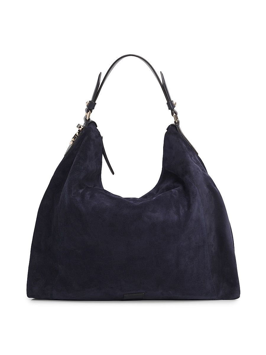 Women's Ana Logo Suede Hobo Bag - Marine Light Gold