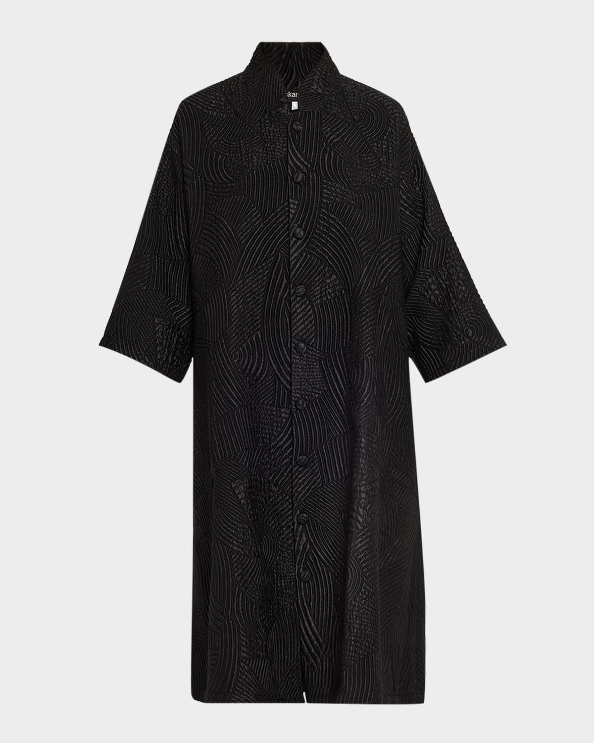 Silk Wool Wide A-Line Chinese Collar Jacket