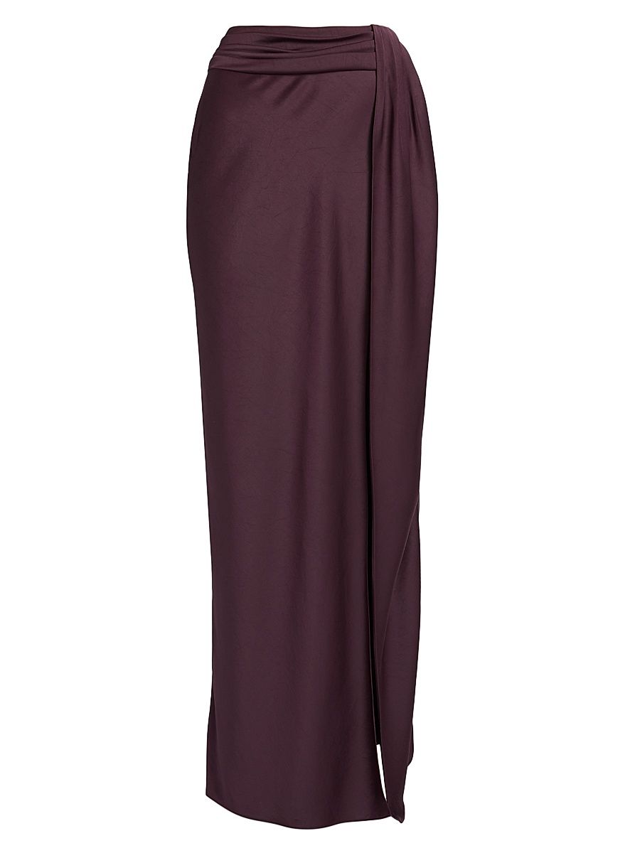 Women's Satin Slit Maxi Skirt - Mulberry - Size 14