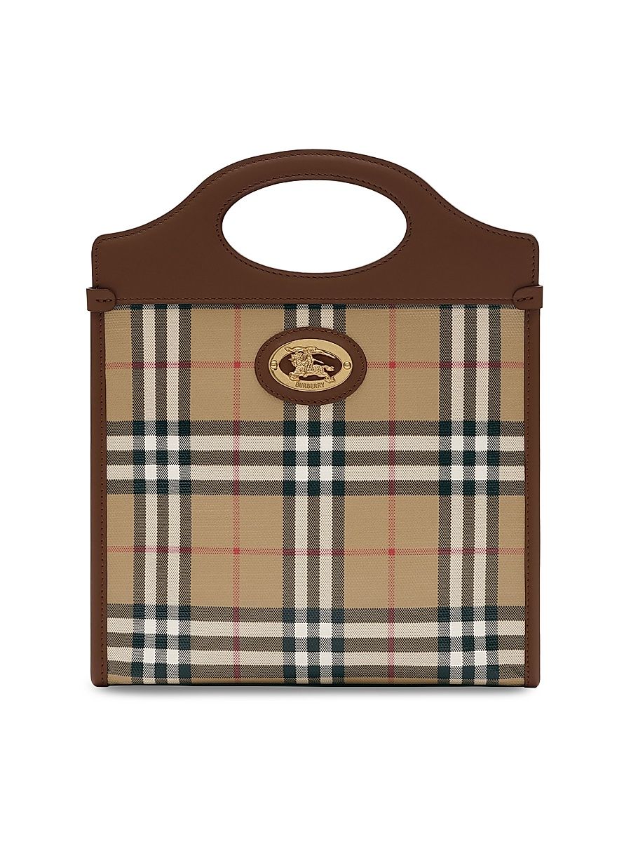Women's Mini Check Canvas & Leather Pocket Bag - Archive Beige