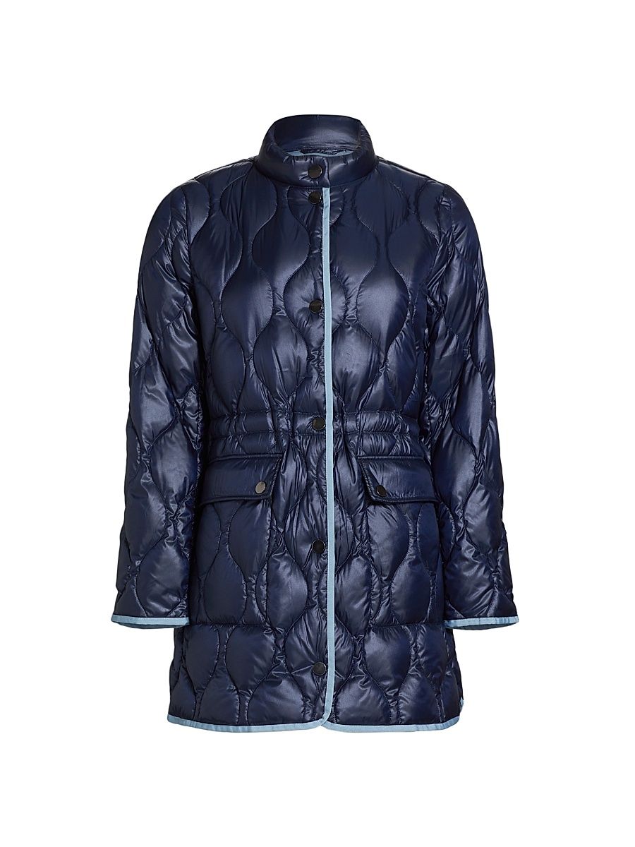 Women's Georgia Quilted Jacket - Navy Light Blue - Size Large