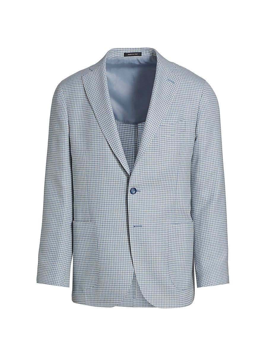 Men's COLLECTION Houndstooth Wool-Blend Two-Button Sport Coat - Soft Blue - Size 42