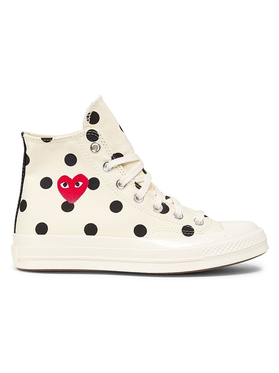 CdG Play x Converse Women's Polka Dot High-Top Sneakers - Off White - Size 12
