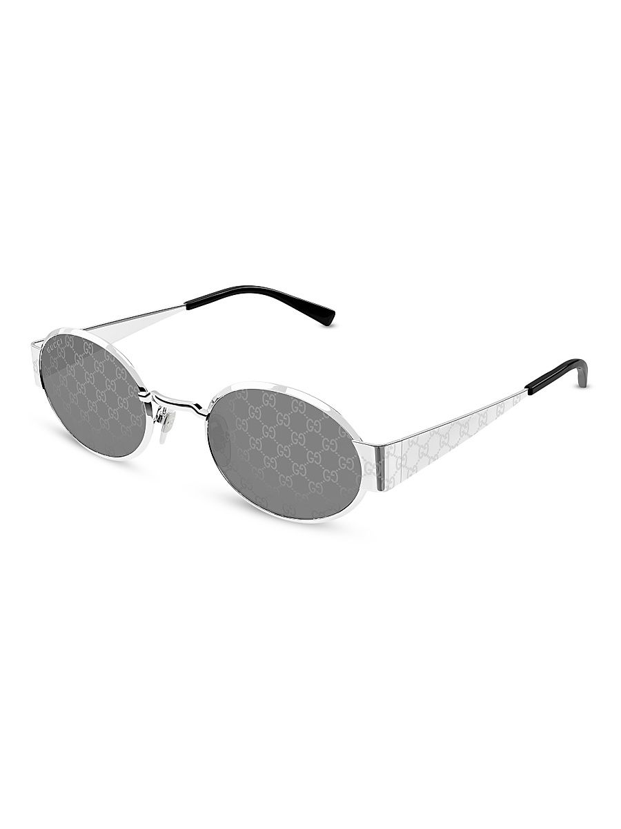 Men's Guccissima Metal 51MM Oval Sunglasses - Silver
