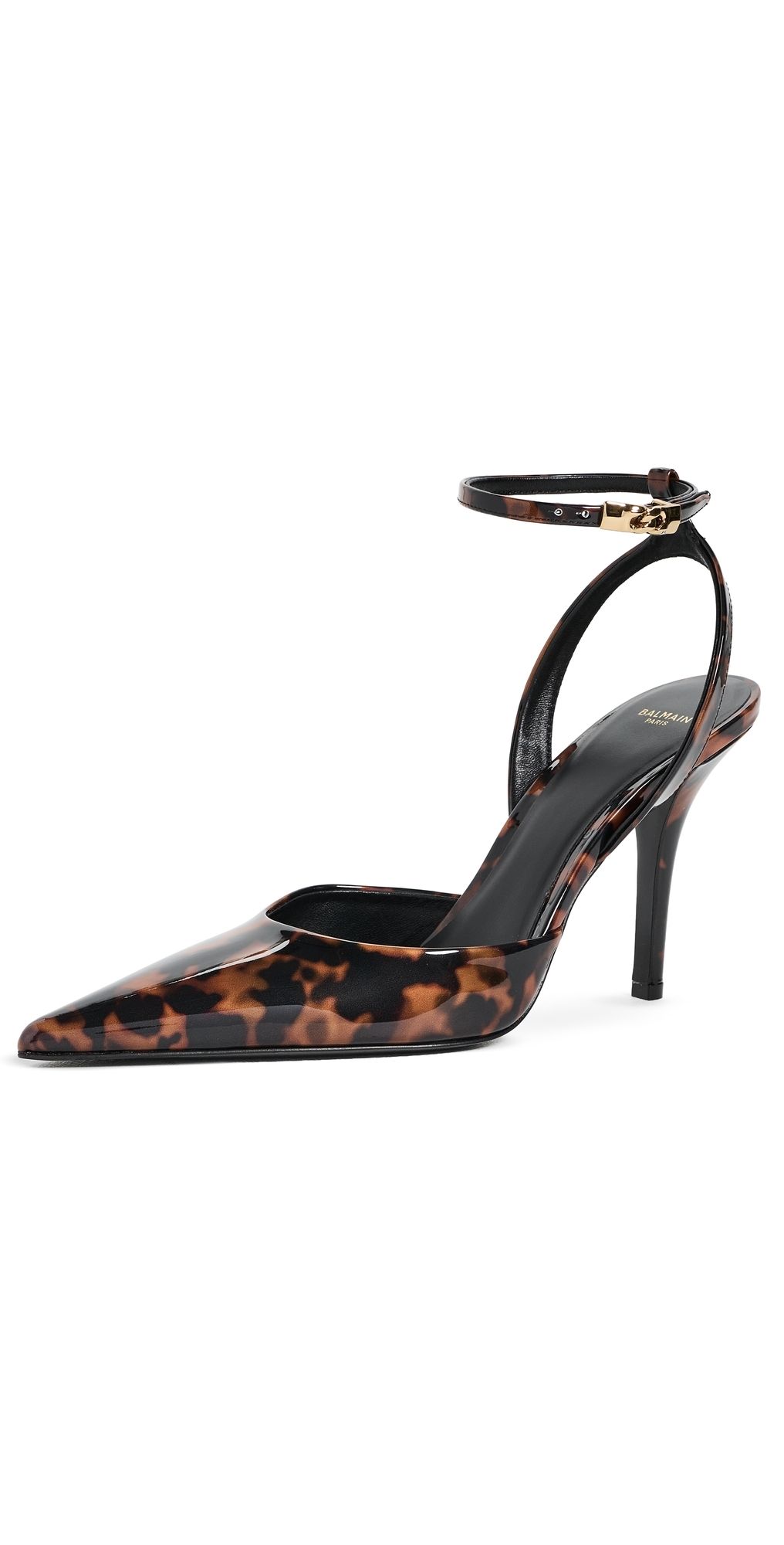 Balmain Patent Leather Strappy Pumps Tartaruga 40