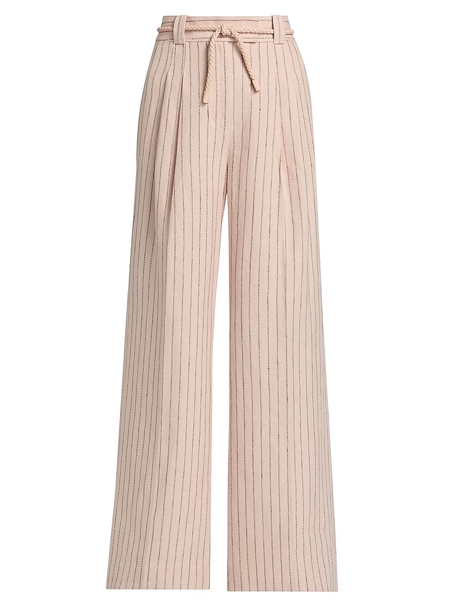 Women's Alchemy Linen Wide-Leg Pants - Pink Chocolate Stripe - Size 8