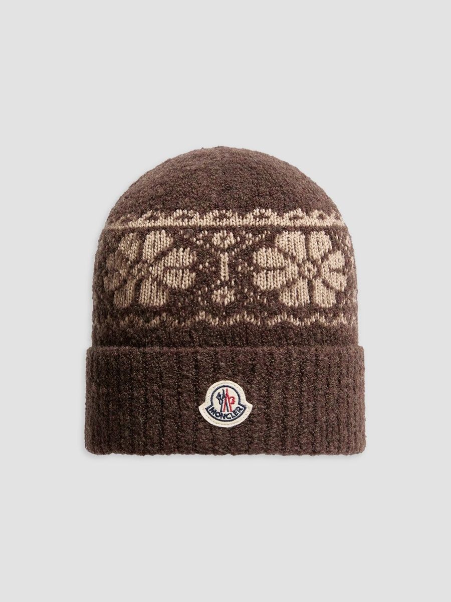Moncler Girl's Little Girl's & Girl's Beanie Hat in Wool - Brown - Size Large